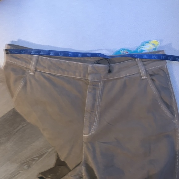 Zara Denim High Waist Full Length Wide Leg Dark Khaki Cargo Blogger Favorite - Picture 10 of 11